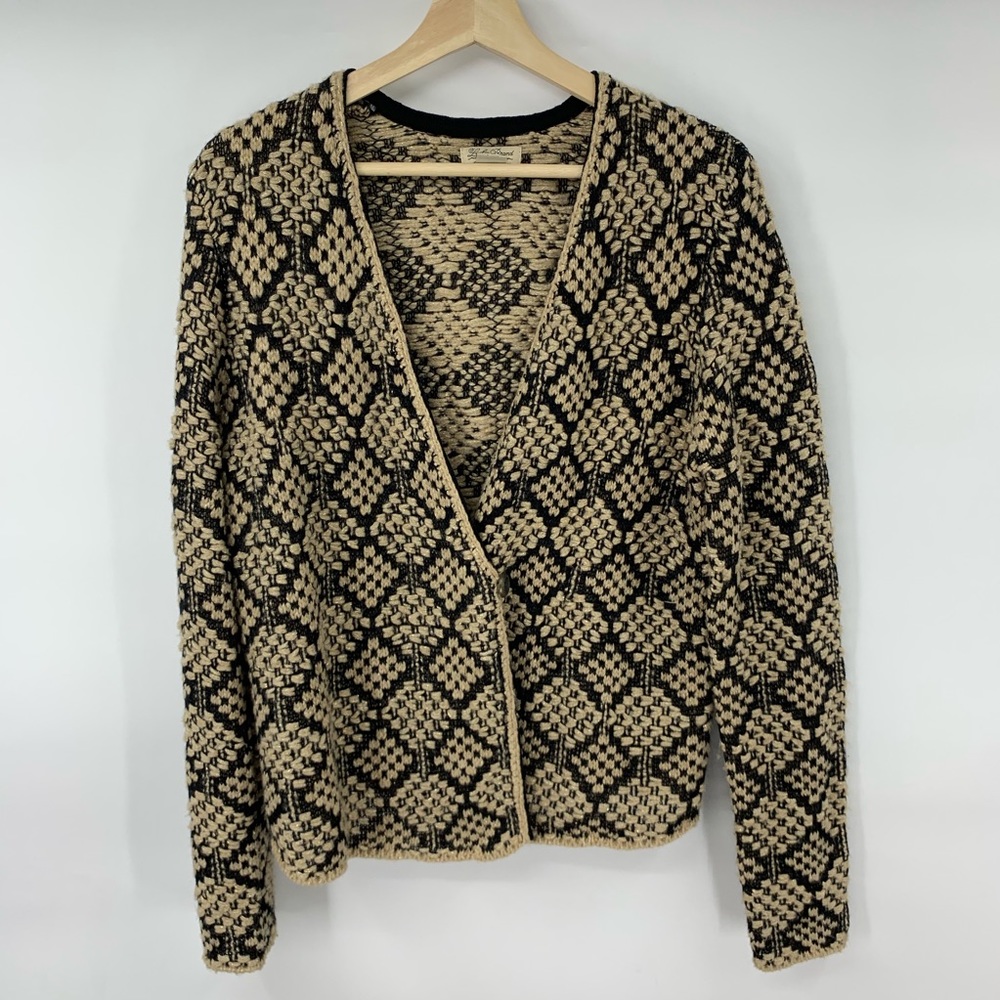 Lucky Brand Wool Blend Wrap Cardigan Sweater Brown